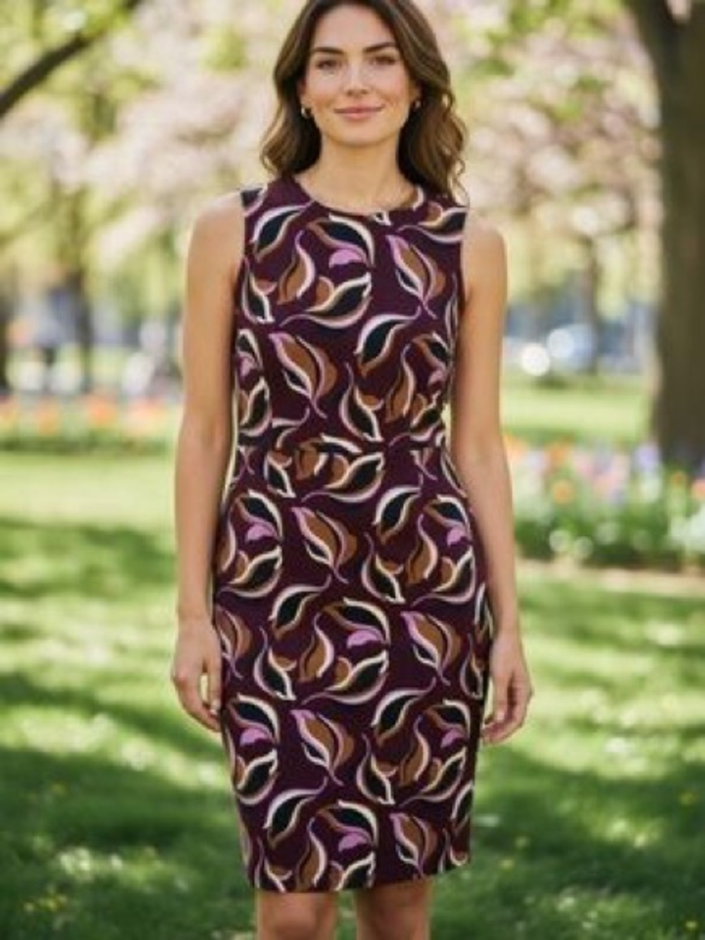 Ann Taylor Plum Print Shift Dress